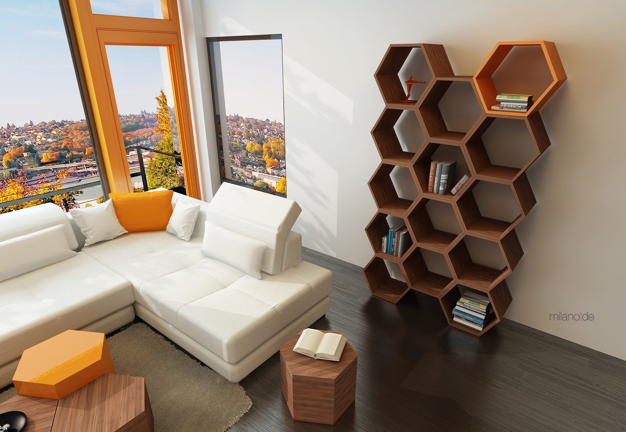 Polygon bookcase