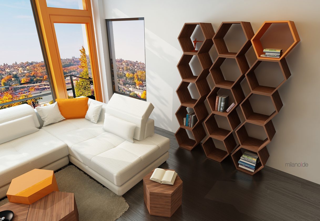 Polygon bookcase